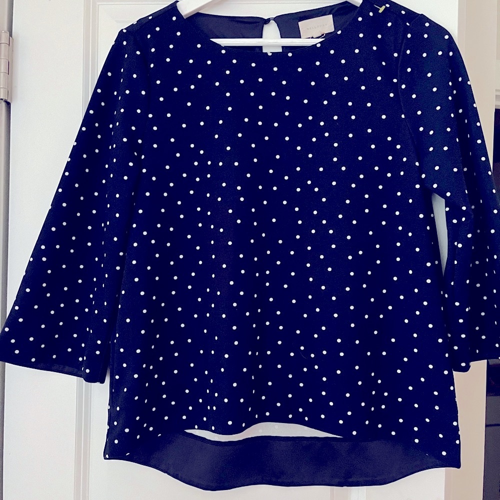 MELLODAY Blue Boxy Blouse with 3/4 Sleeves
